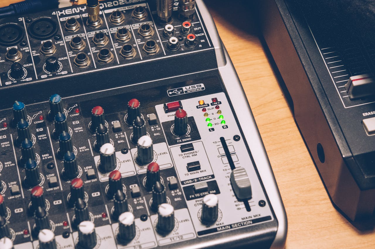 Gray and Black Audio Mixer